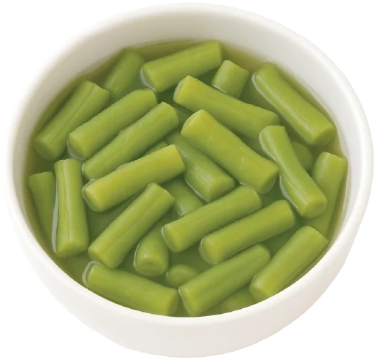 Saporina canned green beans — cut or whole, firm texture and bright green color