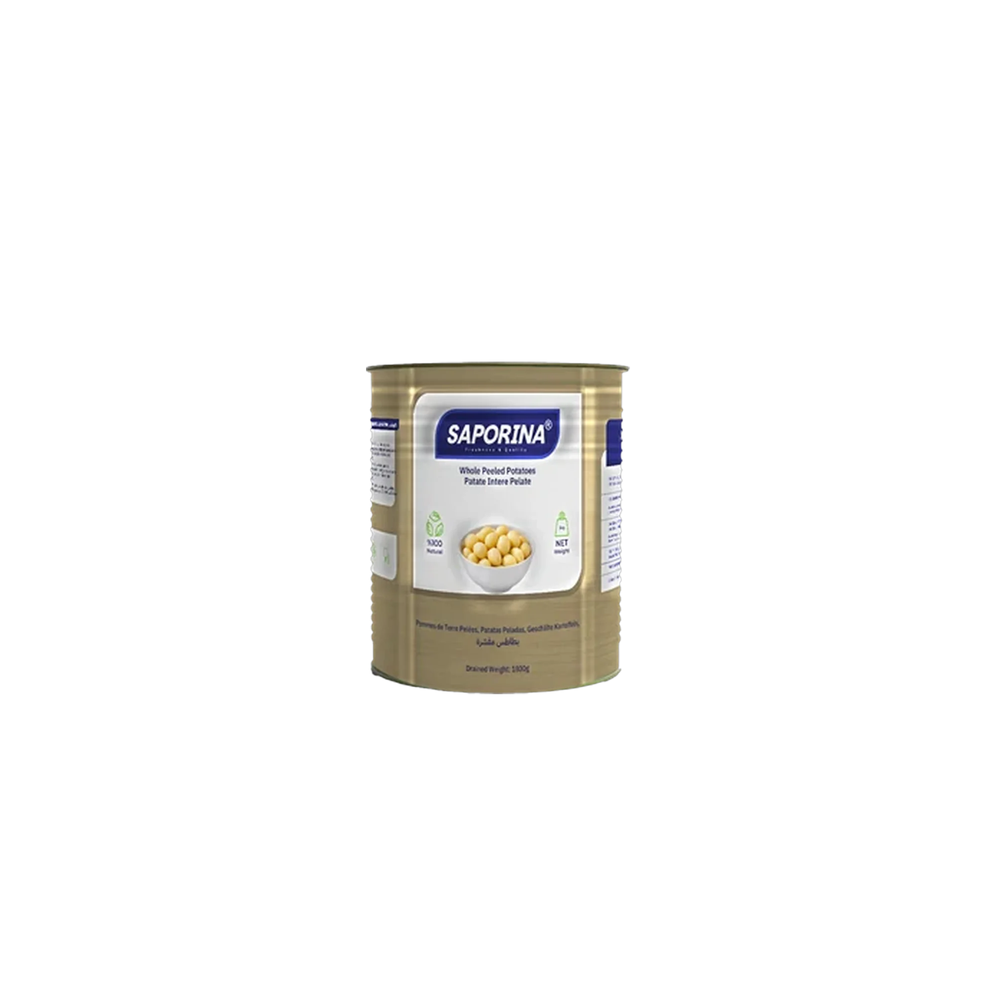 Saporina canned whole peeled potatoes in brine &mdash; A10 catering can